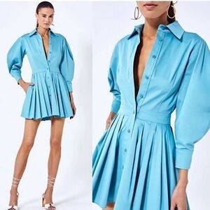 Alexis Mirielle Balloon Sleeve Shirtdress Blue XS